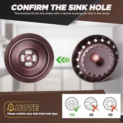Hushee 2 Pcs 3.5 Inch Kitchen Sink Strainer Stopper, Oil Rubbed Bronze