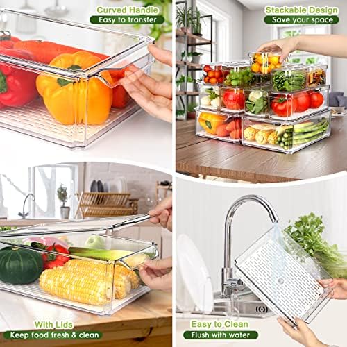 ZIJUND 14 Packs Fridge Organizer Bins