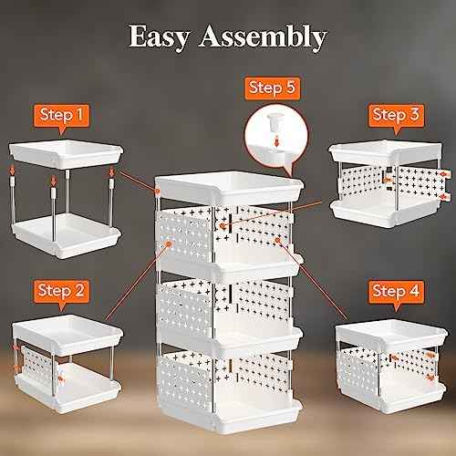 Lifewit 4-Tier Stackable Storage Baskets, White