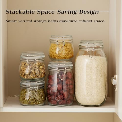 BJONKZ Glass Jars with Airtight Lids – Food Storage Containers with