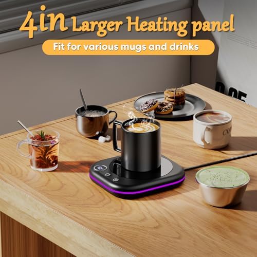 Mug Warmer Upgraded,Coffee Mug Warmer for Desk LEDs Light 3 Temp