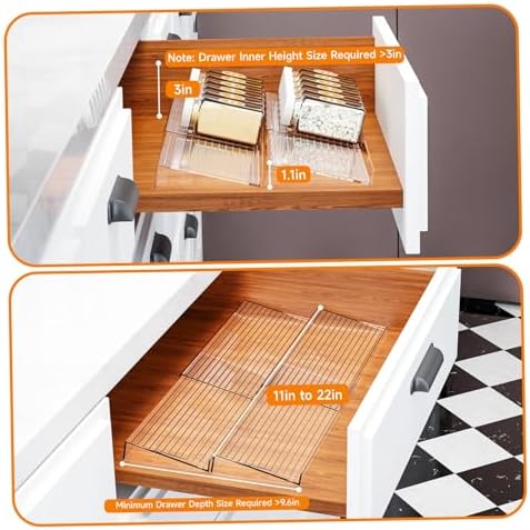 4Pcs Spice Organizer, Clear Plastic Spice Drawer Organizer Large