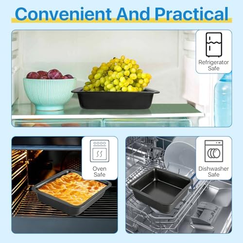 4 Pcs 8x8 Square Baking Pan, Carbon Steel Brownie Pans, Square Cake