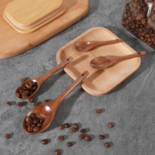 Nogeqi 4PCS Wooden Measuring Spoons Set, Natural Acacia Wooden Table