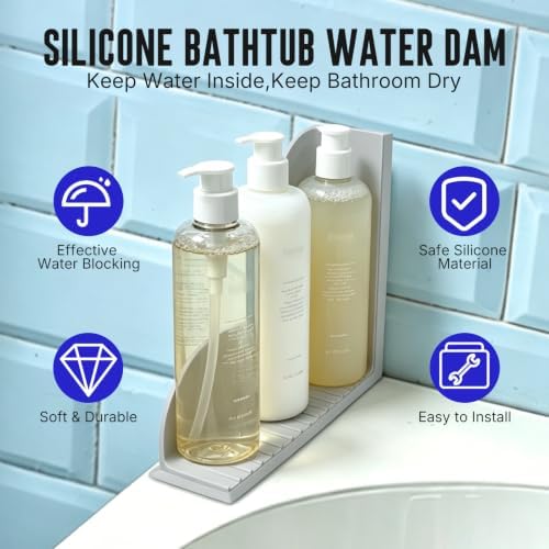BUCABUCA 2-Pack Silicone Shower Splash Guard with Strong Suction Cups