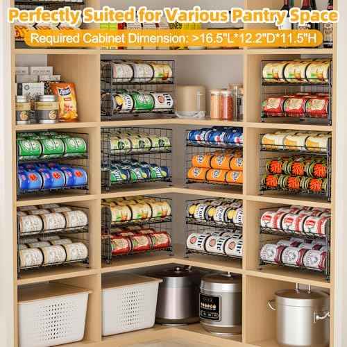 2-Pack Stackable Rack Organizer, Storage for Kitchen Pantry Cabinet, Holders for Food, Multifunctional Dispenser for Snacks Soda