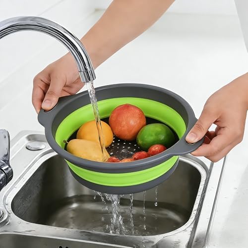 Collapsible Colander Set of 3 with Kitchen Counter Self-draining Base