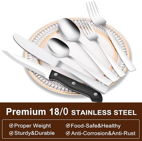 24-Piece Silverware Set Flatware Set for 4, Mirror Polished Stainless