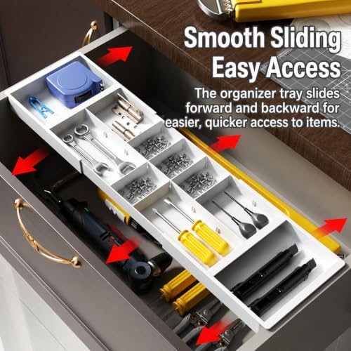 Large Expandable Drawer Organizer Tray, Adjustable Desk Drawer