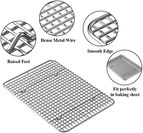 Baking Sheet with Rack Set [2 Pans + 2 Racks], Wildone Stainless Steel