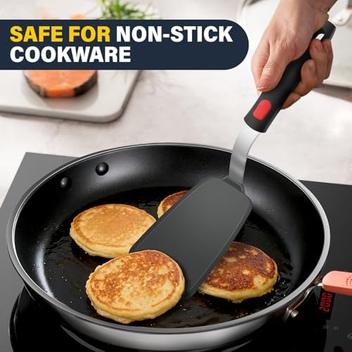 Silicone Spatula Set, Heat Resistant Solid & Slotted Turner for