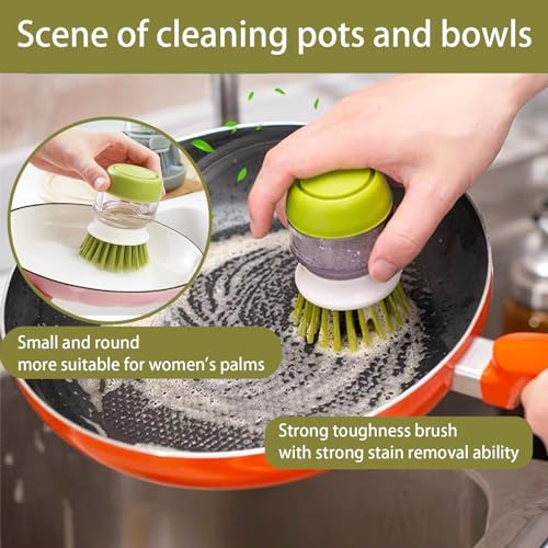Soap Dispenser with Dish Brush and Storage Bracket, Gray
