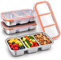 Stainless Steel Snack Containers with Lids, 3 Compartment Leakproof
