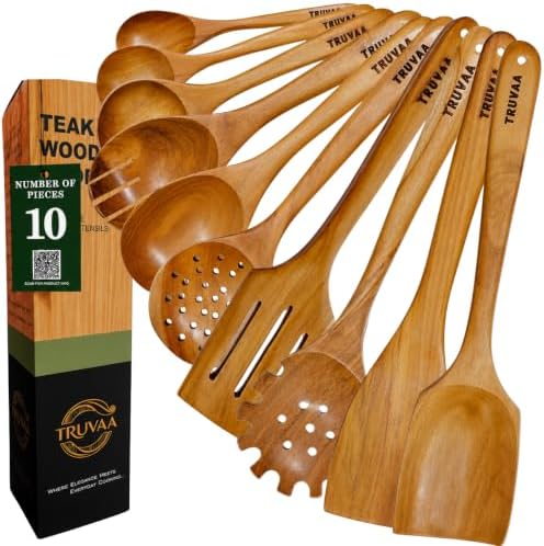 10-Piece Teak Wooden Utensil Set
