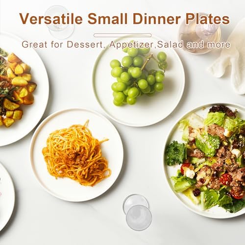 Jassceram 8.5 Inch Small Dinner Plates Set of 6, Round, White