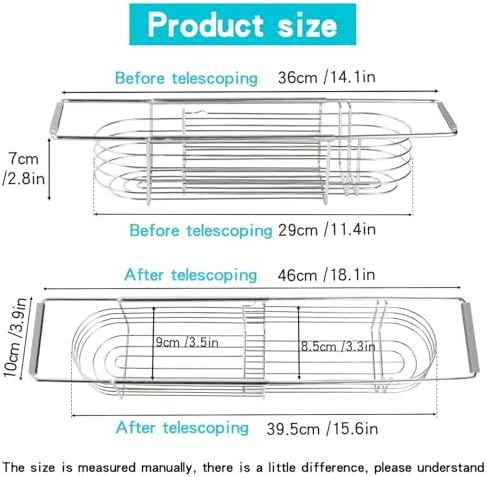 YQh Retractable Sink Drain Rack, 304stainless Steel Expandable Sink