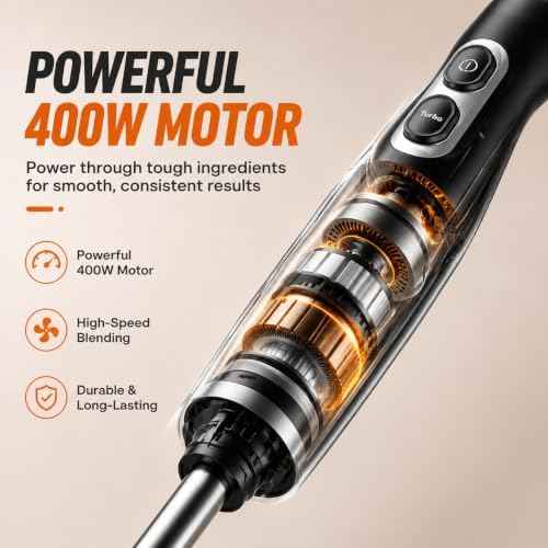 Turelar Corded Immersion Blender with 2 Speed Emulsifier, Puree, Blend