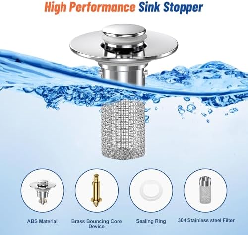 Vakabiu Pop-Up Bathroom Sink Drain Strainer, 2PCS