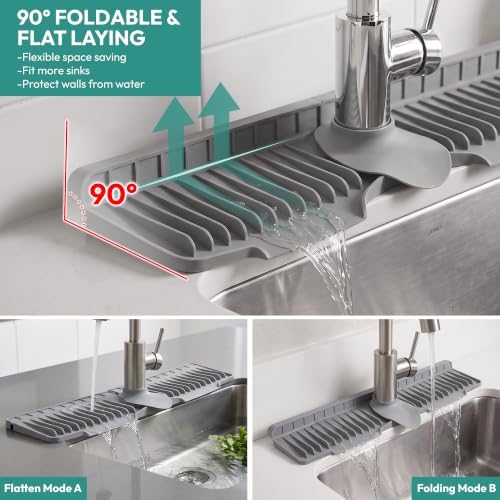 24" Longer Silicone Faucet Mat for Kitchen Sink Splash Guard