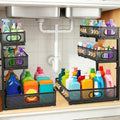 3 Tier Adjustable Under Sink Organizer for Bathroom & Kitchen(2Pack, Black)