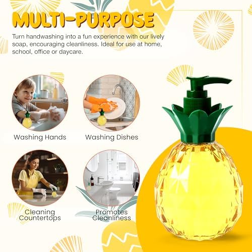 SIMPLE PLEASURES Pineapple Coconut Hand Soap Dispenser, BPA Free