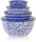 Selamica Ceramic Mixing Bowls Set of 4, 20/36/60/123 oz, Vintage Blue