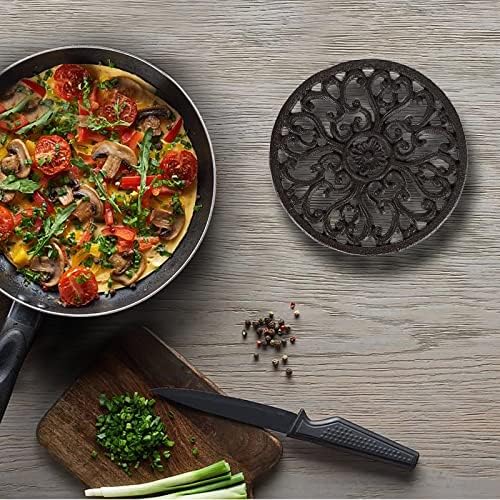 Sumnacon 2Pcs Round Cast Iron Trivets - 6.7 Inch Heat Resistant Iron