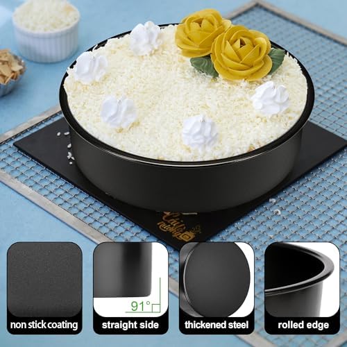 8 Inch Cake Pan, 3PCS Nonstick Baking Pans Set with 100PCS Parchment