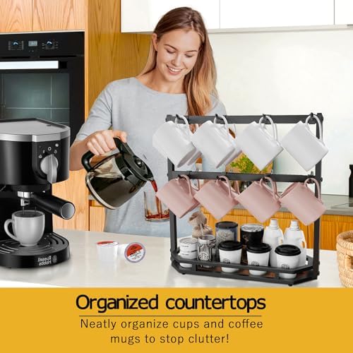 Coffee Mug Holder with Movable Hooks,16 Capacity Coffee Cup Holder for