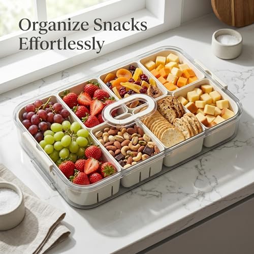 Snackle Box Container with Lid – 6 Compartment Rectangular Divided