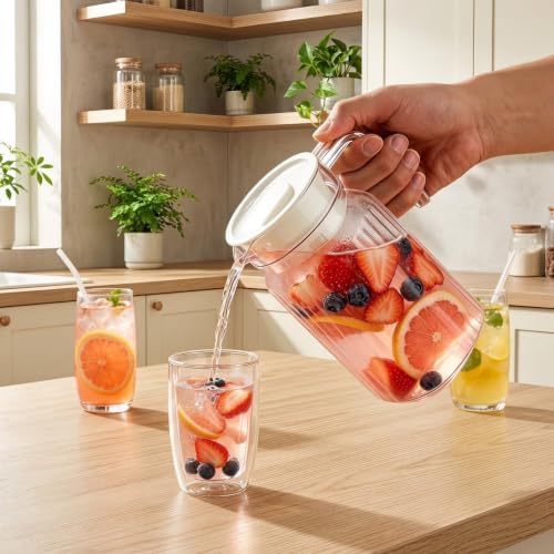 20oz Acrylic Small Pitcher with Lid and Handle, Jar Carafe for Ice