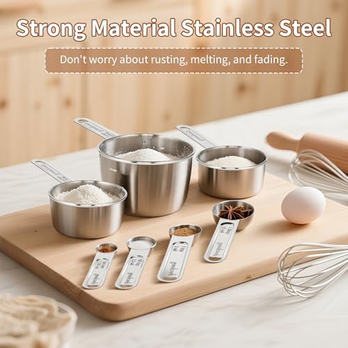 Measuring Cups and Spoons Set (8 Piece), Stainless Steel Measuring,4
