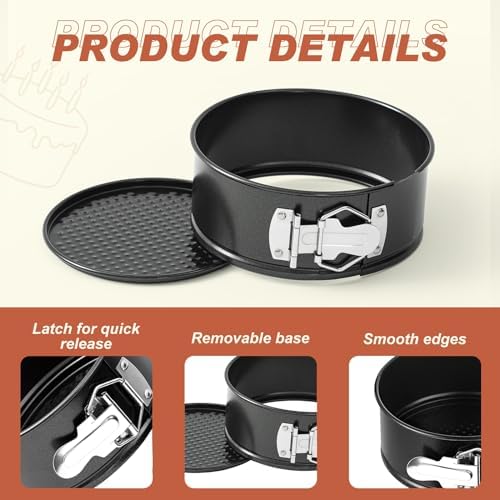 4 Pcs 6 Inch Nonstick Springform Cheesecake Pan with Removable Bottom