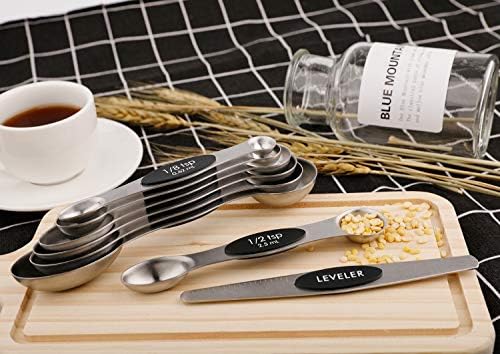 Magnetic Measuring Spoons Sets of 9 Stainless Steel Dual Sided