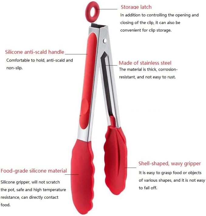 Locking Silicone Kitchen Tongs, 3-Piece, 7/9/12-Inch