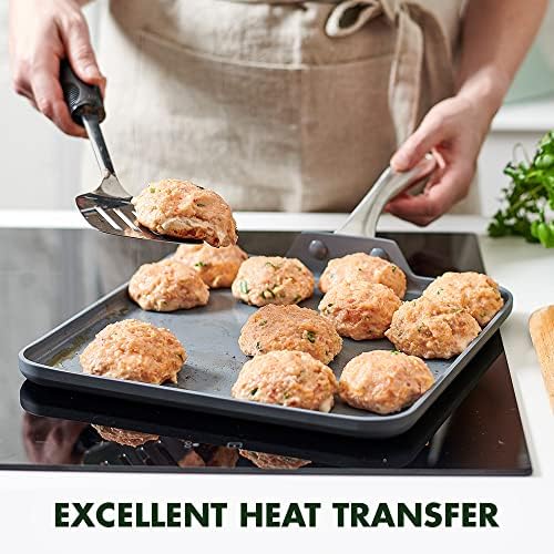 GreenPan Lima Hard Anodized 11” Square Griddle Pan, Ceramic Nonstick