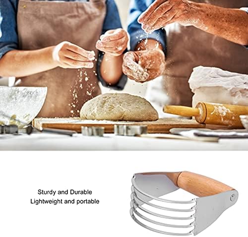 5 Blades Pastry Blender, Stainless Steel Dough Blender with Wooden