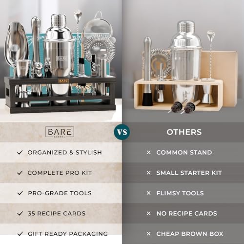 BARE BARREL® Mixology Bartender Kit Bar Set | 16-Piece Cocktail Shaker