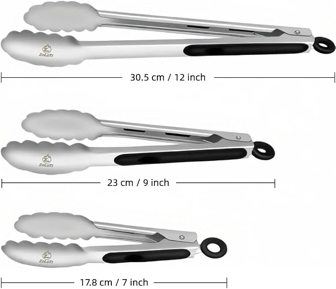 3 PCS Kitchen Tongs Set, Stainless Steel - Image 3
