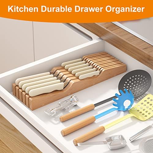 In-Drawer Bamboo Knife Block for 11 Knives, Natural
