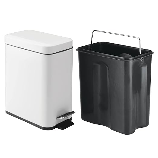 mDesign 5 Liter Rectangular Small Steel Step Trash Can Wastebasket, Garbage - Image 5