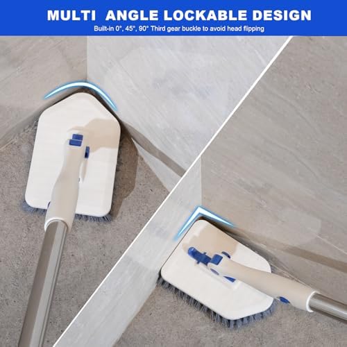 Tile Tub Scrubber Brush with 52-inch Adjustable Long Handle 3-in-1