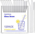 HeykirHome 12-Pack Reusable Glass Straw,Size 8.5''x10 MM,Including 6