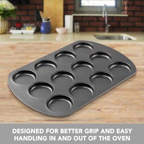 Tiawudi Muffin Top Pan, 12 Cavity Cupcake Pan, 3 Inch Nonstick