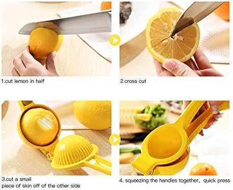 Y-ME Manual Lemon Squeezer, Yellow Metal Citrus Juicer