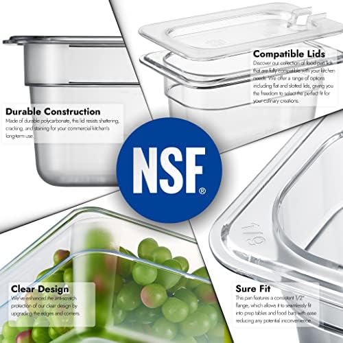 CURTA 6-Pack 1/9 Size 4" Deep NSF Polycarbonate Food Pans | Dishwasher