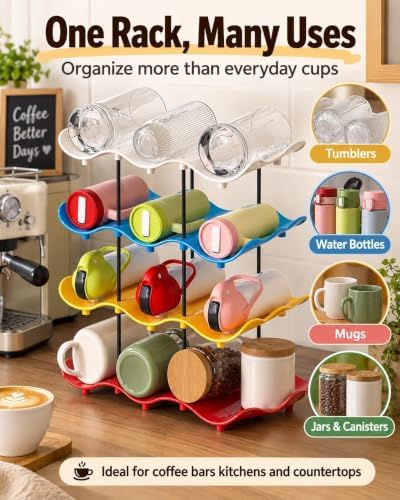 Stackable Wave Cup Storage Rack Water Bottle Organizer for Cabinet