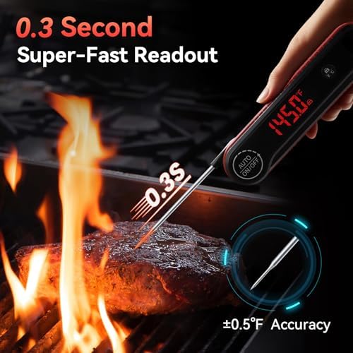 0.3s Instant Read Meat Thermometer, IP67 Waterproof