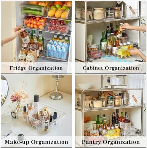 2Pack Roll Out Fridge Caddy Bins Pull Out Drawer with Wheels