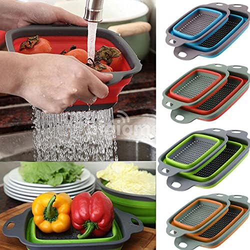 LMF GoBuDDY Collapsible Colander Set of 2 Silicone Square Strainer